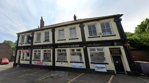 A street view shot of Masons Arms in Caerphilly. 