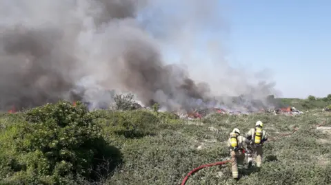 Around 70 firefighters tackled a fire at Arnolds Field in 2020