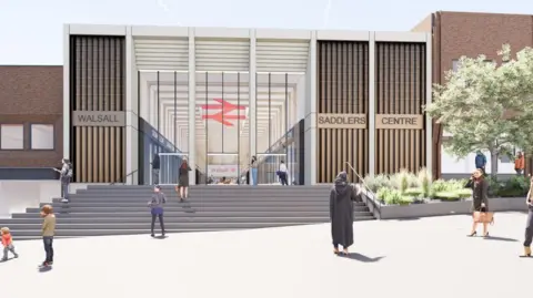 Walsall Council Artists impression of the new entrance to the Saddlers Centre
