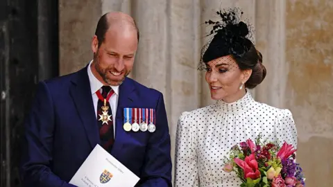 The Prince and Princess of Wales leave after attending a Service of Thanksgiving at Westminster Abbey