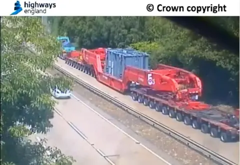 National Highways East A highways camera photograph of the load passing along the A14