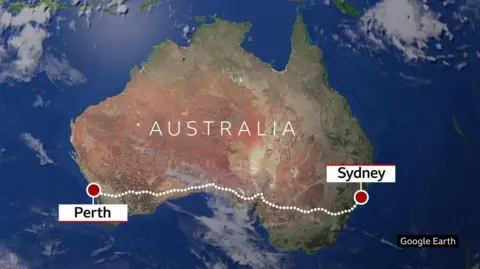 A graphic showing a map of Australia with the route Bob Brown took.