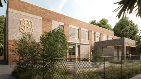 A CGI image of the new school building.