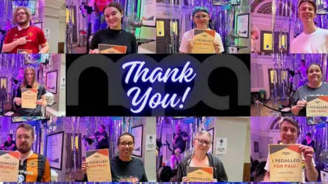 Northern Academy Of Performing Arts participants of the 17 hour cycle ride at Hull's NAPA