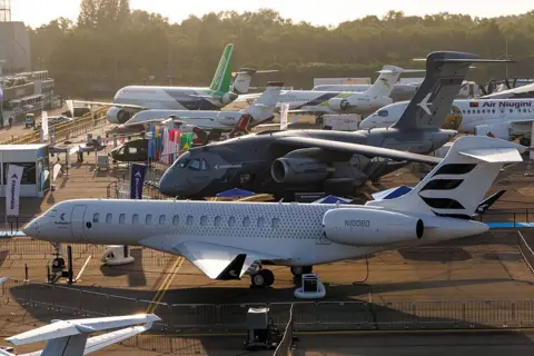 Getty Images Commercial aircraft on display during the Singapore Airshow in Singapore