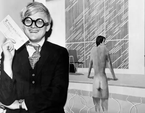 Getty Images Winner of this years 1500 first prize in the sixth John Moores Liverpool Exhibition is thirty-year-old David Hockney with his painting 'Peter Getting out of Nick's Pool'. He is pictured with his painting at the Walker Art Gallery in Liverpool, 21st November 1967
