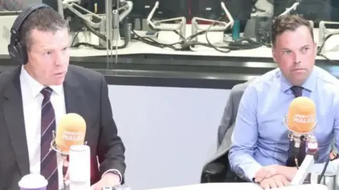 Rhun ap Iorwerth and Ken Skates in the BBC Radio Wales studio