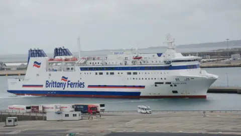 A Brittany Ferries vessel in a port