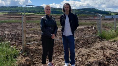 Dr Tristan Learoyd and Dr Kendra Quinn at the site of the Roman settlement in Marske