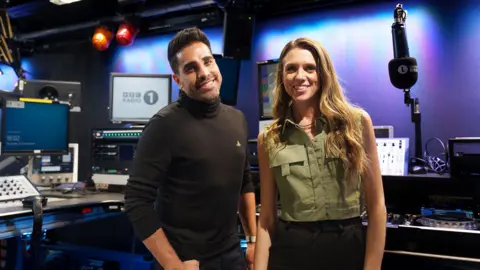 Dr Ranj and Charlie Tee in the BBC Radio 1 studio