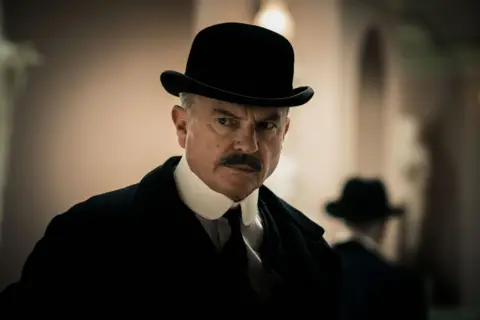 BBC/Tiger Aspect/Robert Viglasky Neill as the moustached Major Chester Campbell in BBC TV's Peaky Blinders
