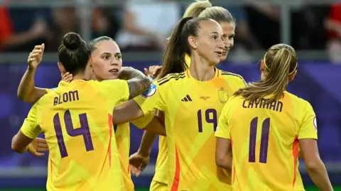 Belgium teammates celebrate against Portugal