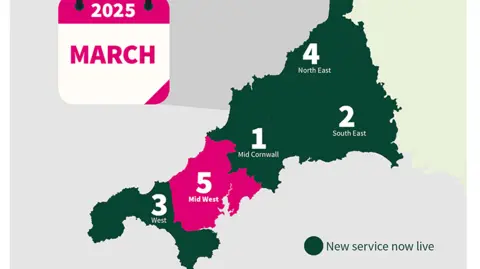 Cornwall Council Map of former Cornwall district councils 