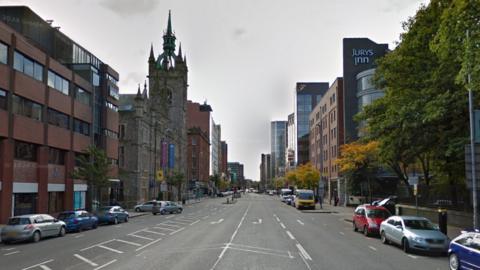 A Google Street View image of College Square East in Belfast city centre