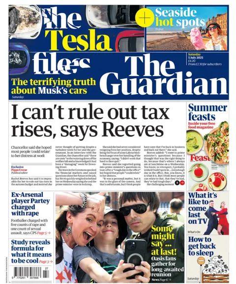 "I can't rule out tax rises, says Reeves" is the Guardian headline