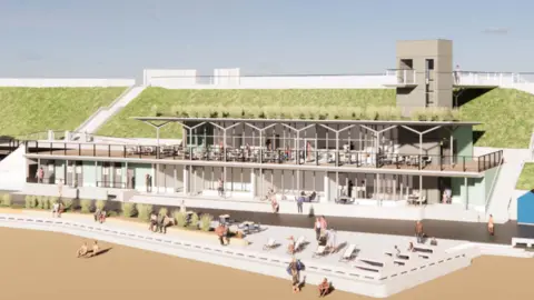 East Suffolk Council CGI image of new plans for Lowestoft's seafront