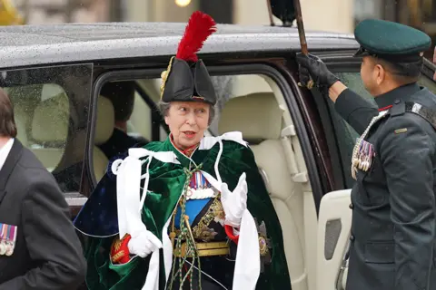 Jacob King / PA Media The Princess Royal arriving ahead of the coronation ceremony