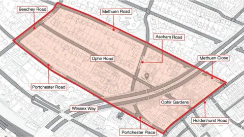 BCP Council a map showing the area within the buffer zone