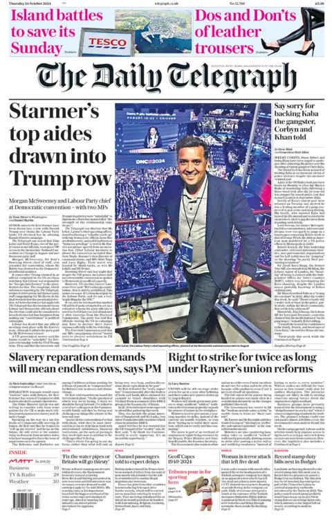 The headline in the Telegraph reads: 