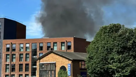 Smoke from the fire could be seen from across the city
