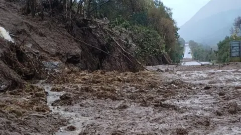 A83 before debris had been removed