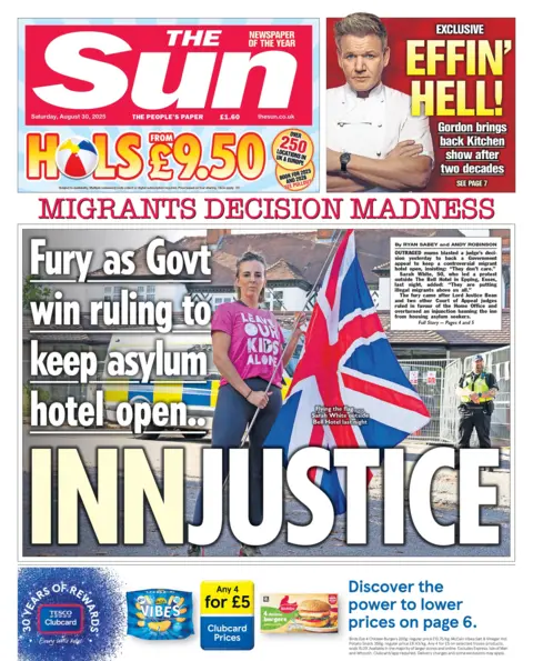 The headline on the front page of the Sun reads: "Innjustice".