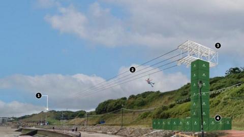 Scarborough zip wire CGI image