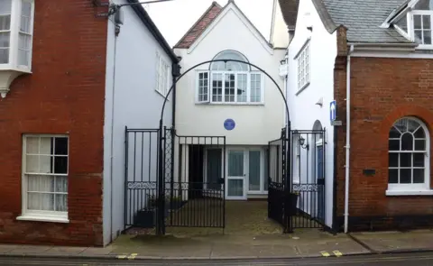 Woodbridge and Melton Society The blue plaque in the courtyard of 9A Church Street, which was the entrance for members of the public attending mass at the convent
