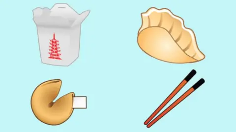 Yiying Lu Takeout box, fortune cookie, dumpling ,chopstick emoji designs