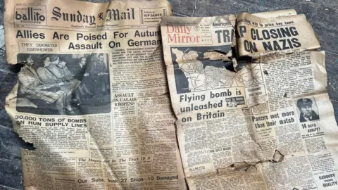 Two newspaper articles featuring war-time related stories