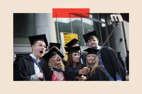 Getty Images A group of graduates pose for a selfie