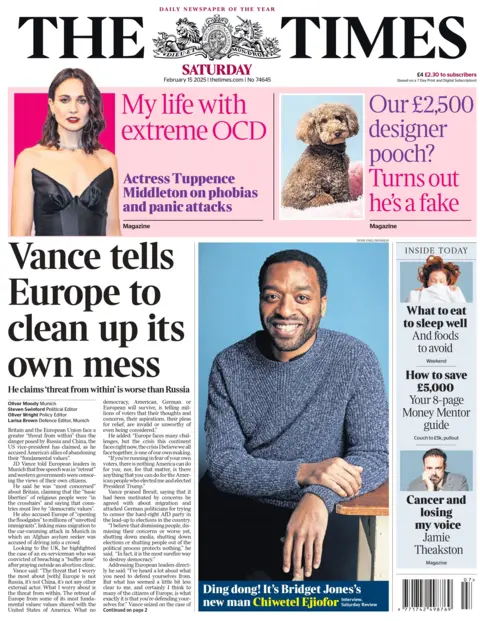 The Times: Vance tells Europe to clean up its own mess