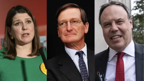 Split screen of Jo Swinson, Dominic Grieve and Nigel Dodd