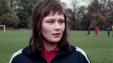 Lynda Hale in the 1970s during a practice, giving an interview for the BBC.