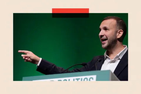 PA Wire Green Party leader Zack Polanski speaking during the Green Party conference
