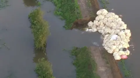 Lincolnshire Police Drones View of ballast in river