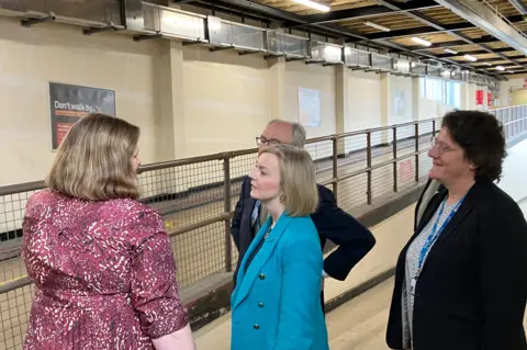 Andrew Sinclair/BBC Liz Truss at the Queen Elizabeth Hospital (QEH) in King's Lynn, Norfolk