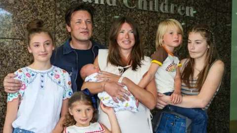 Getty Images Jamie Oliver and his five kids