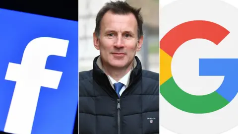 Facebook/AFP/Google Facebook logo, Jeremy Hunt, Google logo