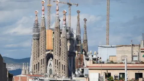 AFP Flag on Sagrada Familia church, Barcelona, 11 Sep 17