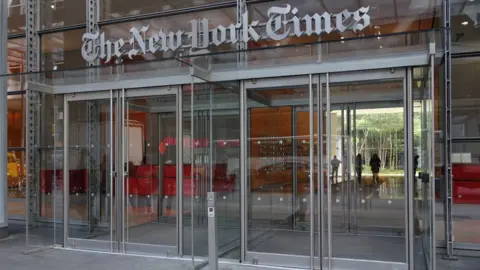 Getty Images The west entrance of the New York Times building on Eighth Ave