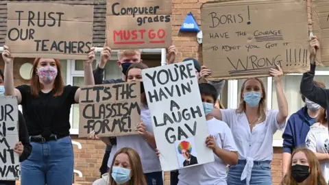 Getty Images Pupils protest in August 2020 against the downgrading of A-level results