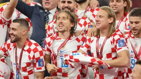 Luka Modric celebrates for Croatia