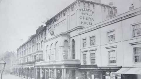 Regency Society Theatre Royal Brighton in black and white in the 1870s
