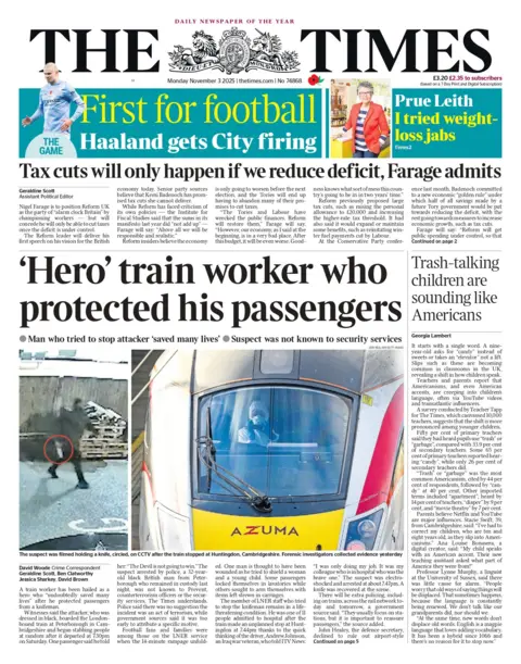  "'Hero' train worker who protected his passengers."