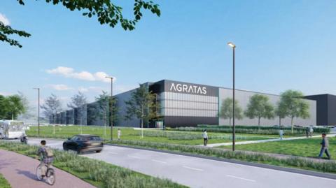 Artists impression of the new battery factory near Bridgwater