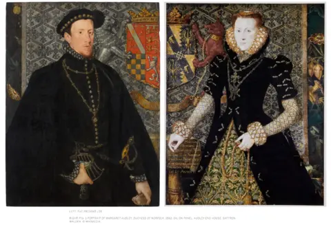 Sotheby's A painting of Thomas Howard the 4th Duke of Norfolk next to one of his wife, Margaret Audley, Duchess of Norfolk.