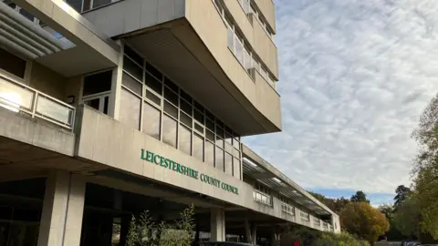 The front of County Hall, Glenfield, the headquarters of Leicestershire County Council  