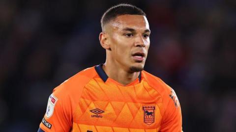 Kayden Jackson of Ipswich Town during the Sky Bet Championship match between Leicester City and Ipswich Town at The King Power Stadium on January 22, 2024 in Leicester, England