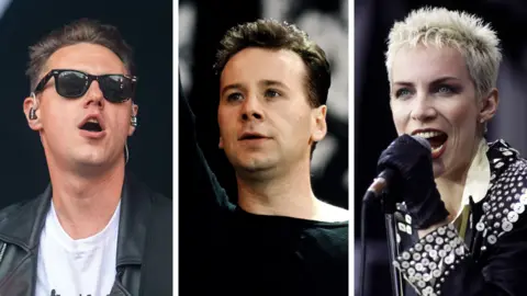 Callum Beattie, Jim Kerr and Annie Lennox